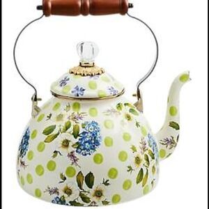 Mackenzie- Childs 3-Quart Enamel Tea Kettle Wildflowers